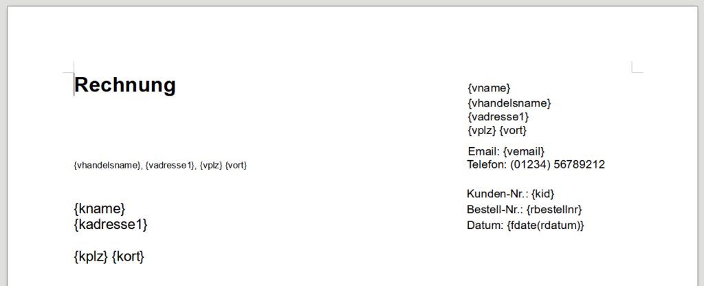 Rechnungsvorlagen Template